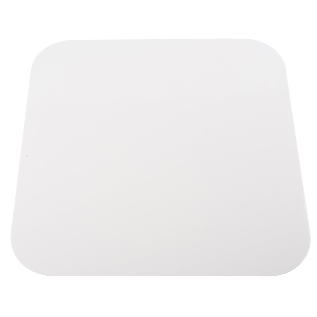 A plain, white square lid with rounded edges.