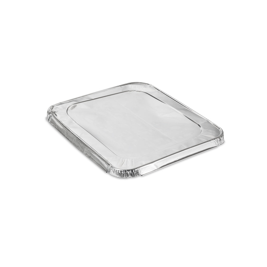 A rectangular aluminum foil lid.