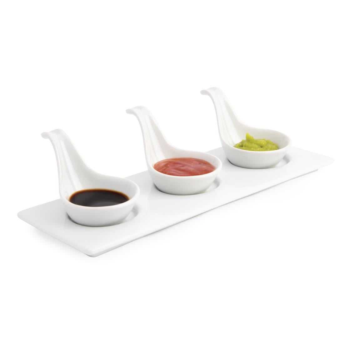 Olympia Whiteware Miniature Spoon Shape Dipping Bowls 57x 57mm (12 Pack)