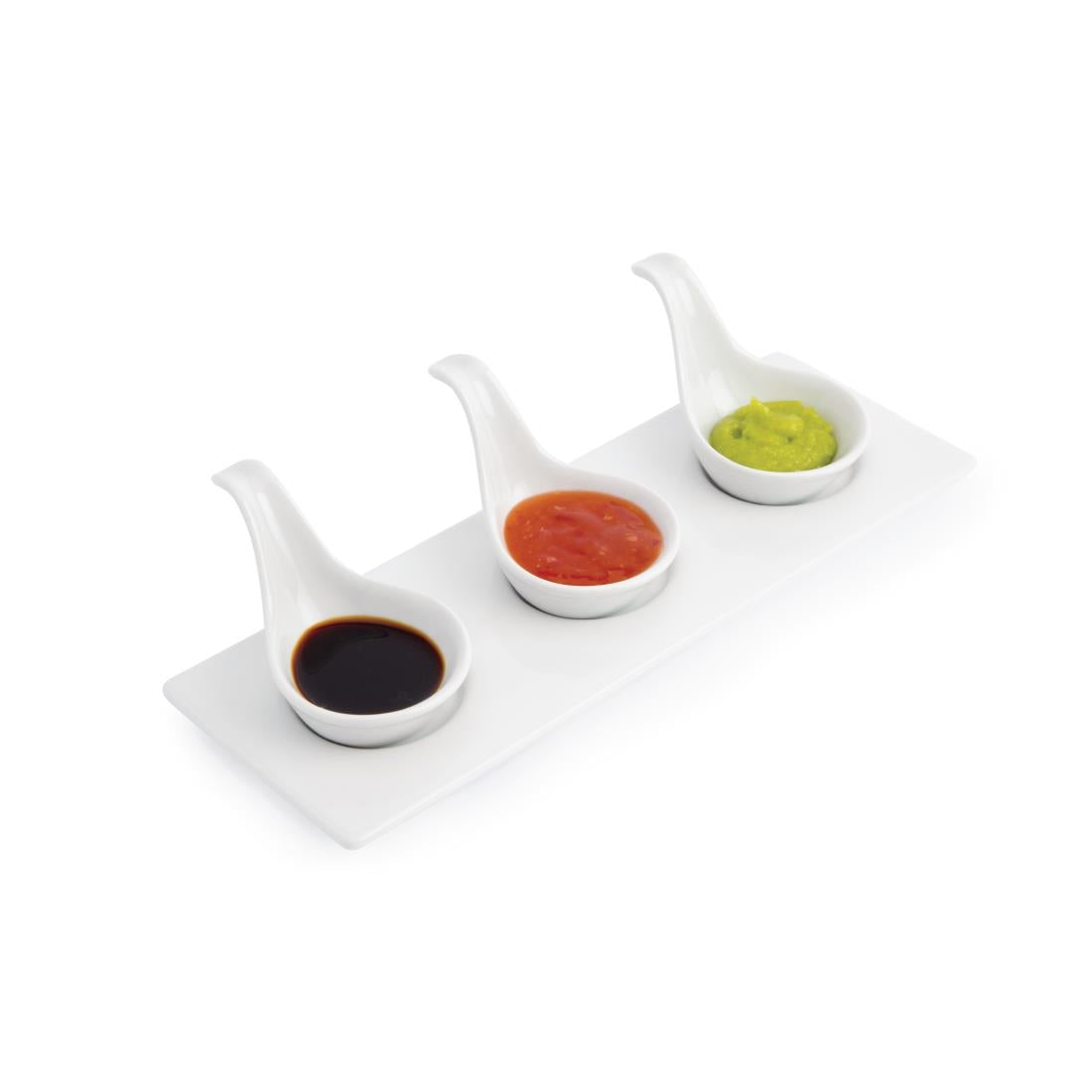 Olympia Whiteware Miniature Spoon Shape Dipping Bowls 57x 57mm (12 Pack)
