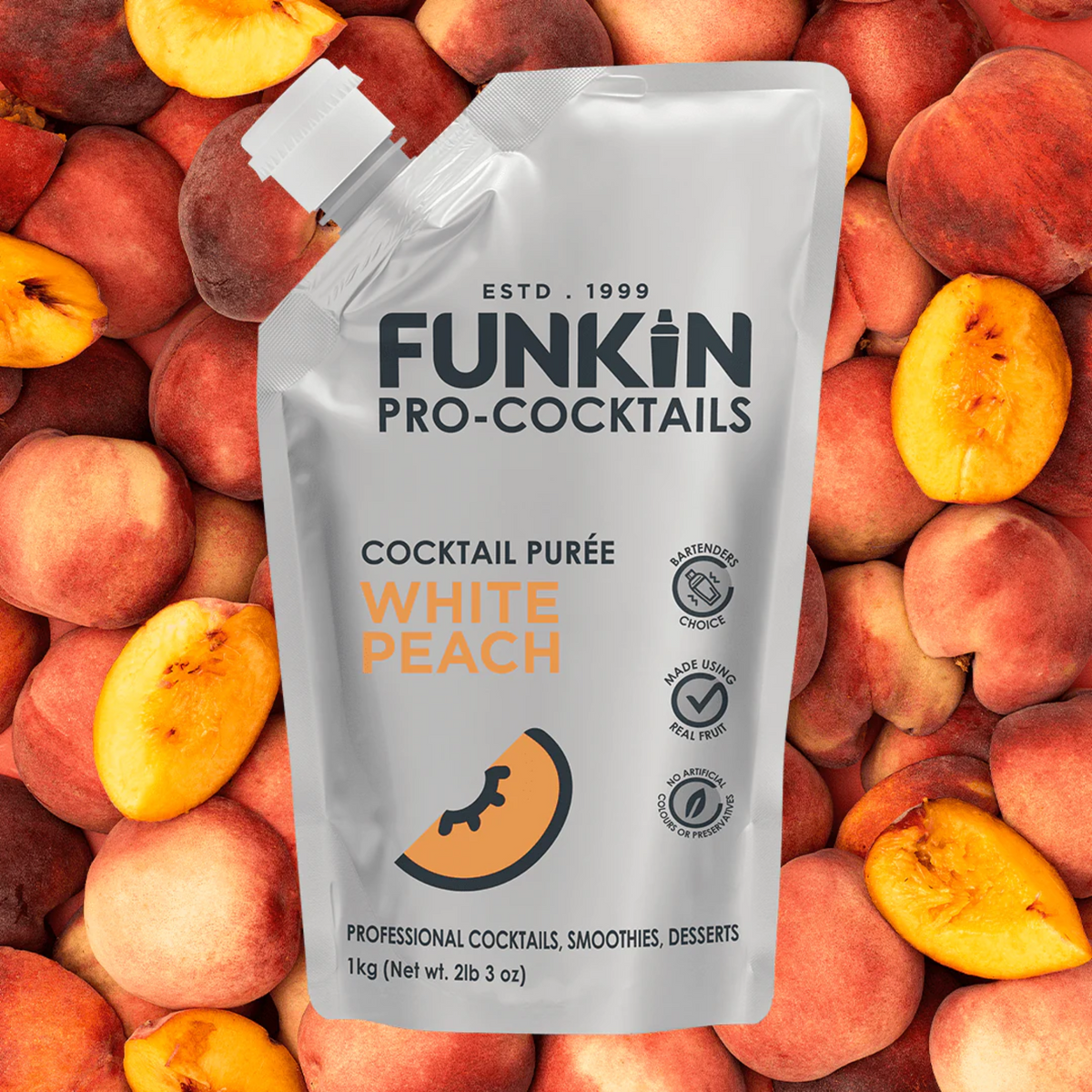 FUNKIN Pro-Cocktails White Peach Cocktail Purée 1kg BB 04.26
