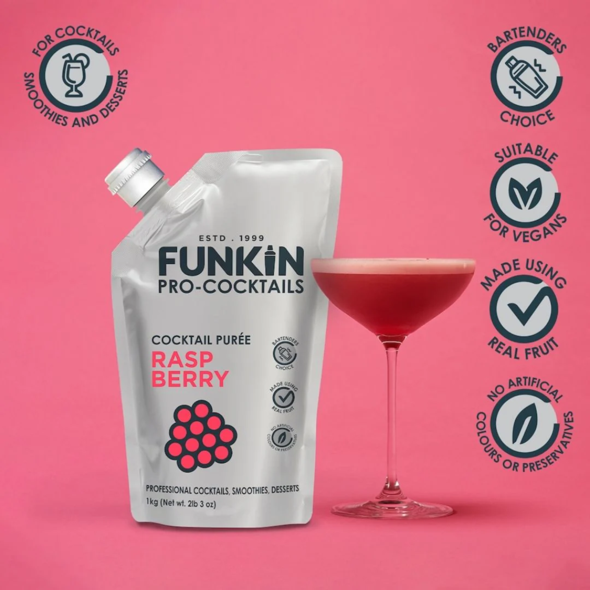 Funkin Pro-Cocktails Raspberry Cocktail Purée 1kg