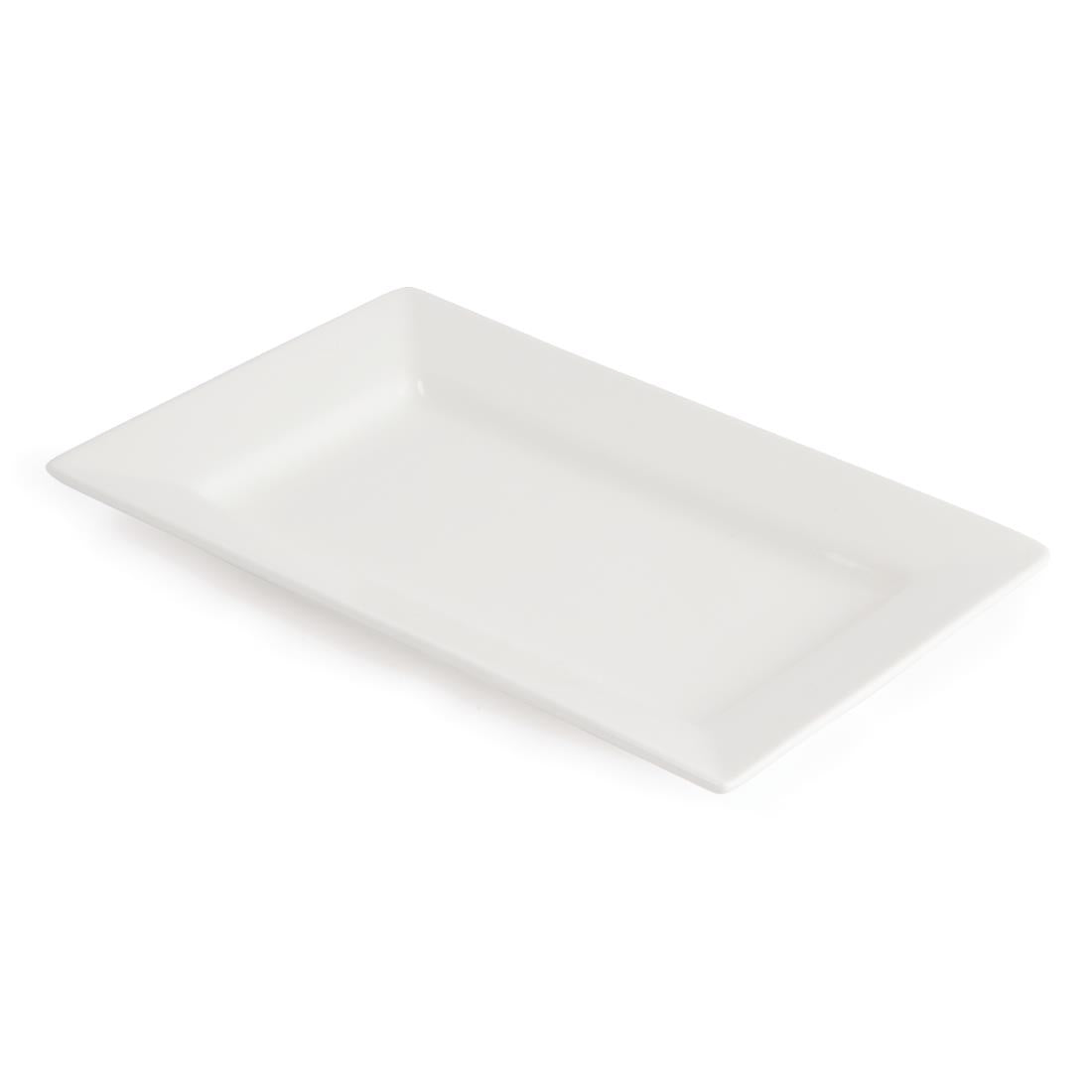 Olympia Lumina Wide Rim Rectangular Plates White 257x 155mm (4 pack)