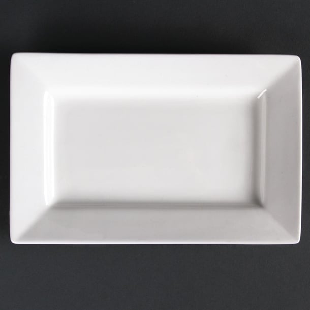 Olympia Lumina Wide Rim Rectangular Plates White 200x 130mm (6 pack)