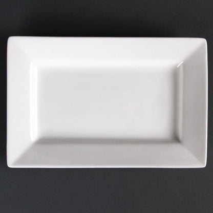 Olympia Lumina Wide Rim Rectangular Plates White 200x 130mm (6 pack)