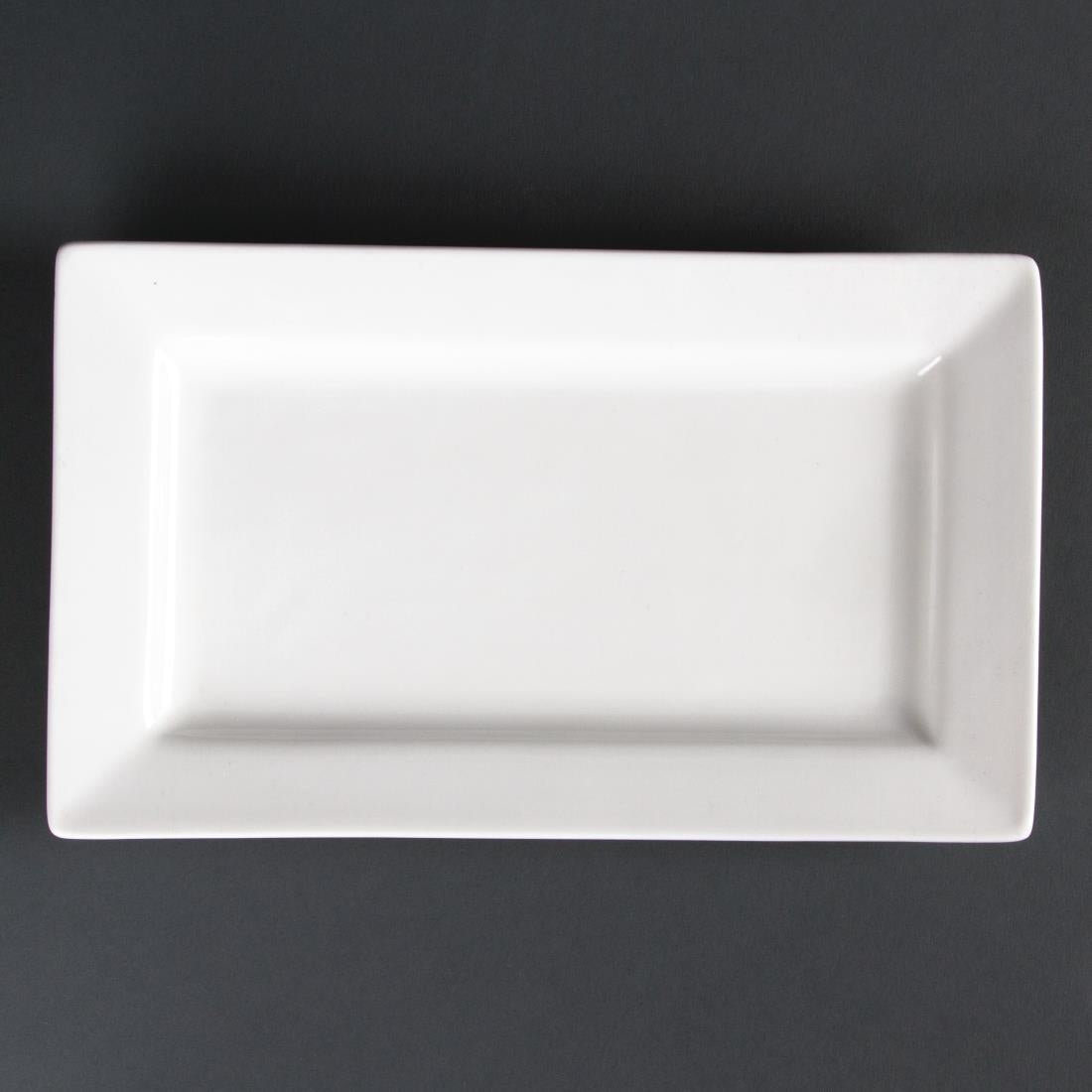 Olympia Lumina Wide Rim Rectangular Plates White 257x 155mm (4 pack)