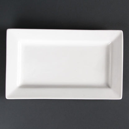Olympia Lumina Wide Rim Rectangular Plates White 257x 155mm (4 pack)
