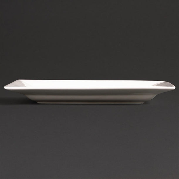 Olympia Lumina Wide Rim Rectangular Plates White 200x 130mm (6 pack)