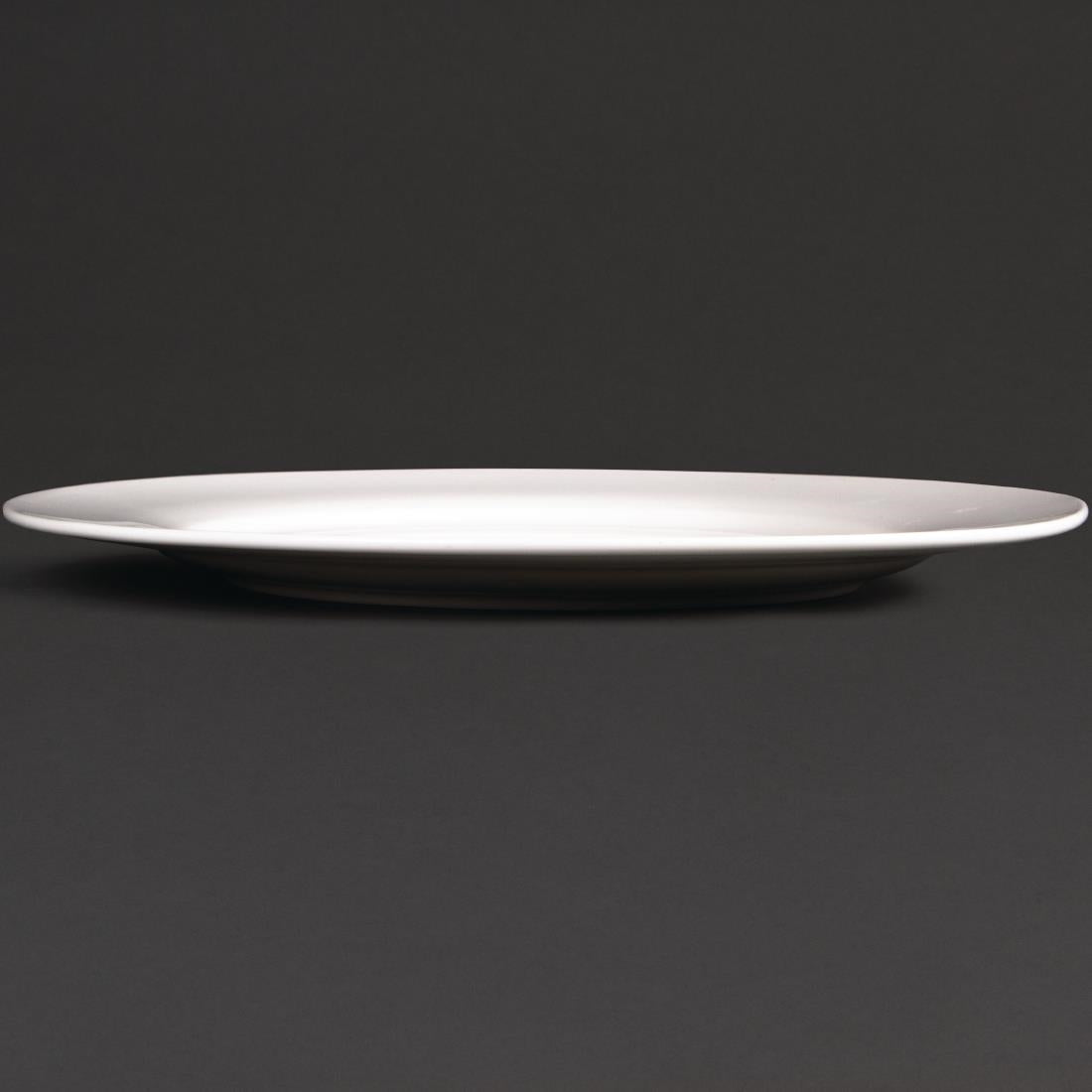 Olympia Lumina Wide Rim Round Plates White 270mm (4 pack)