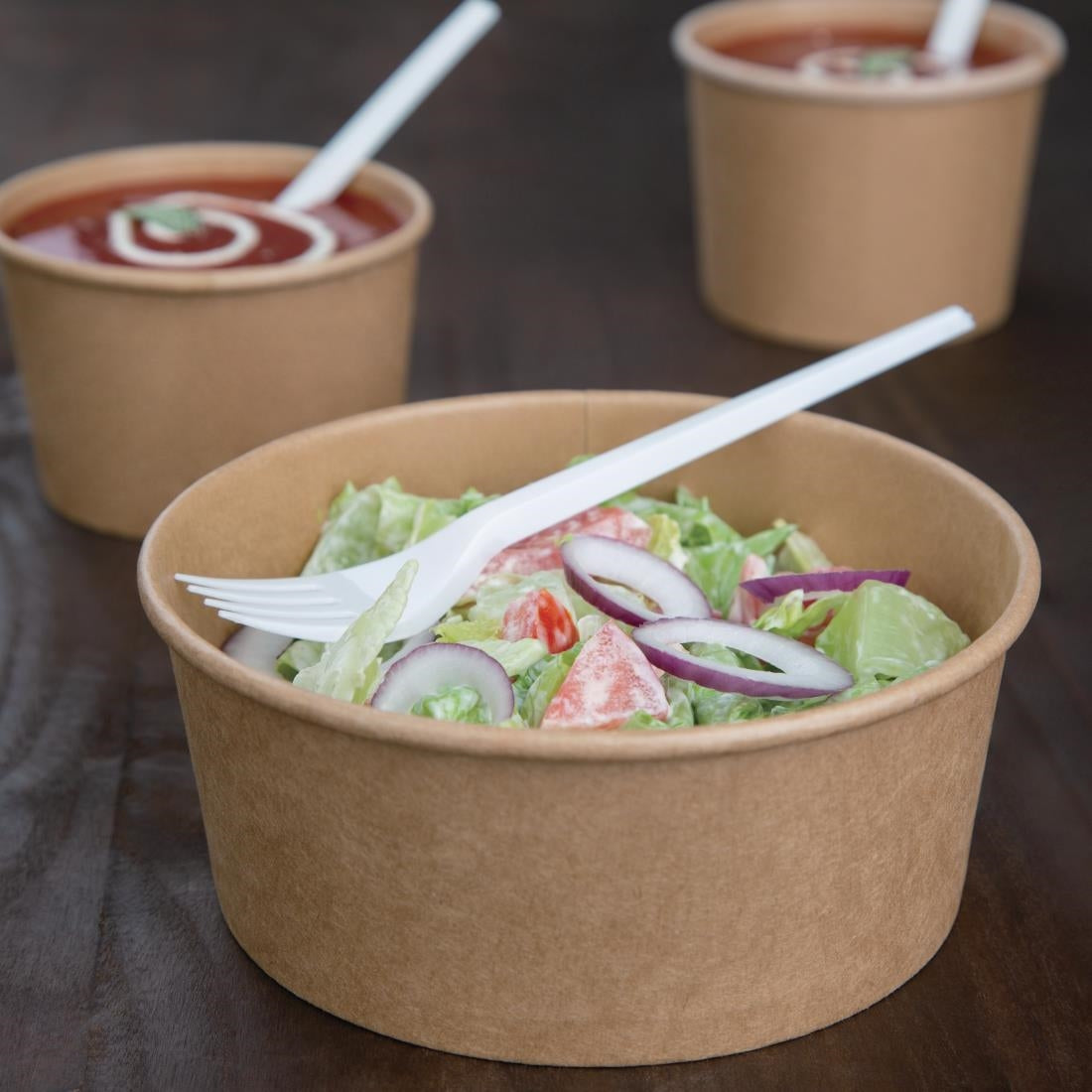Fiesta Compostable Round Kraft Salad Bowls 750ml / 26oz (300 Pack)