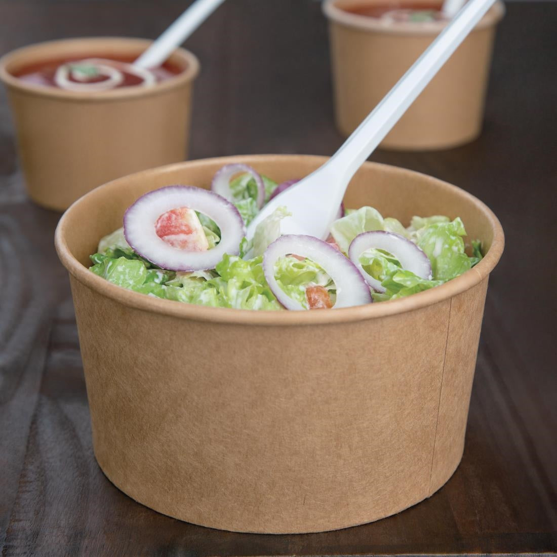 Fiesta Compostable Round Kraft Salad Bowls 1000ml / 35oz (300 Pack)