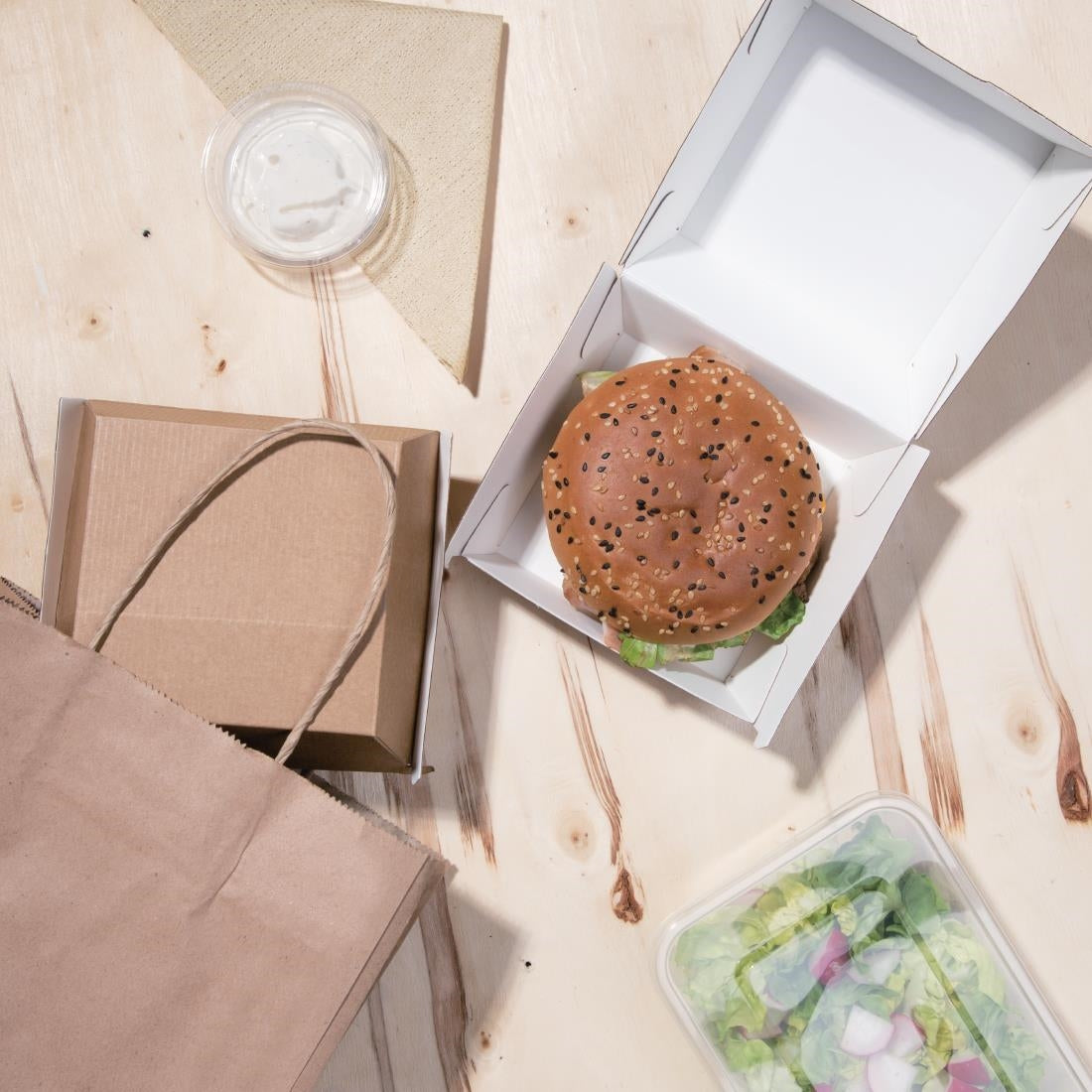 Fiesta Compostable Kraft Burger Boxes Small 105mm (200 Pack)