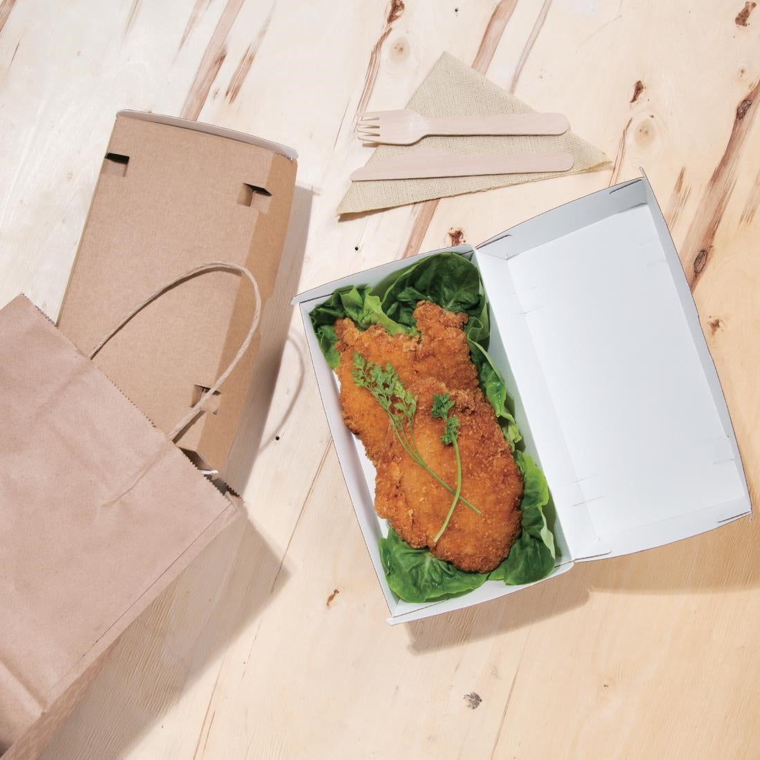 Fiesta Compostable Kraft Food Boxes Large 204mm (100 Pack)