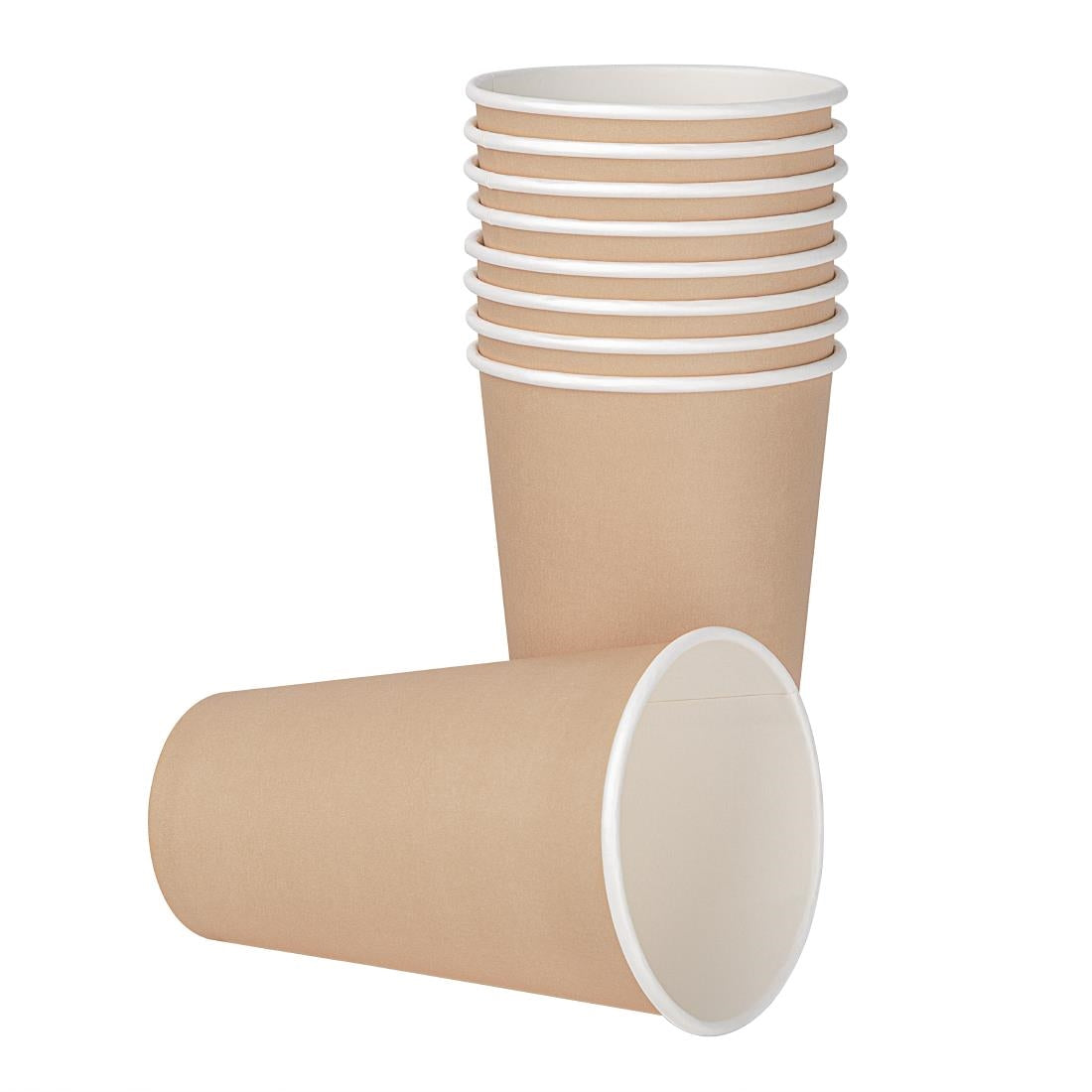 Fiesta Recyclable Single Wall Takeaway Coffee Cups Kraft 455ml / 16oz (50 Pack)