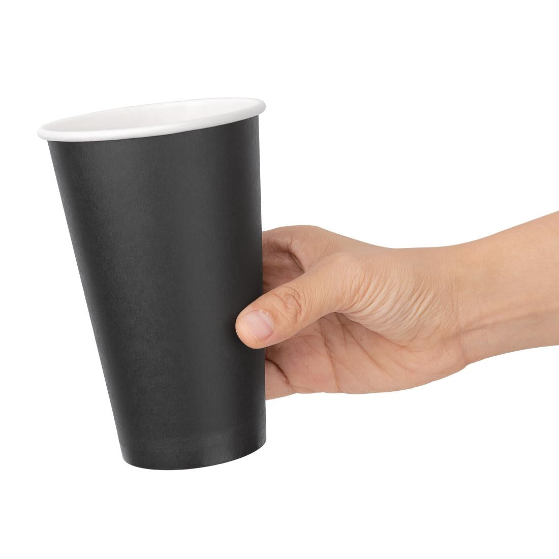 Fiesta Recyclable Coffee Cups Single Wall Black 455ml / 16oz (1000 Pack)