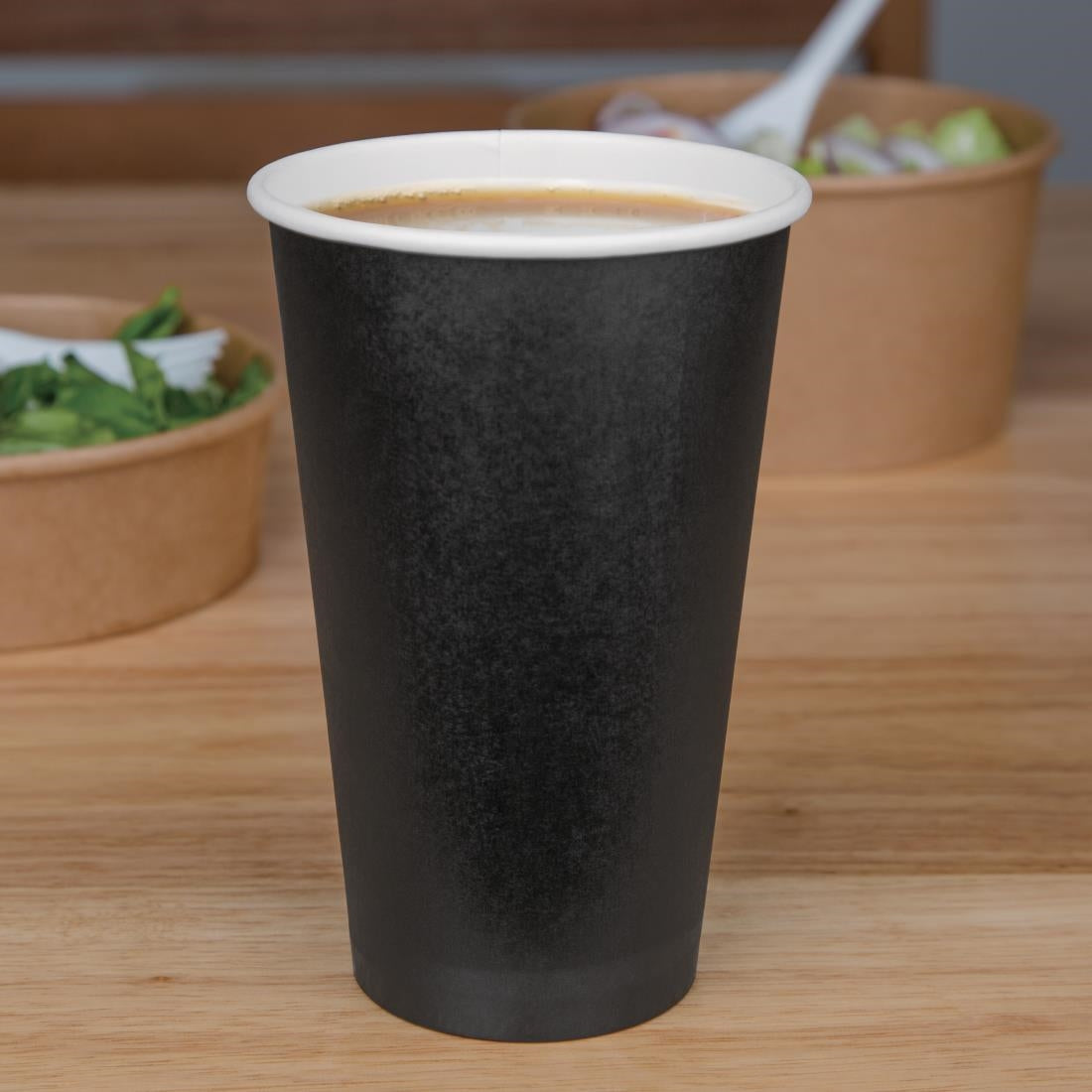 Fiesta Recyclable Coffee Cups Single Wall Black 455ml / 16oz (50 Pack)