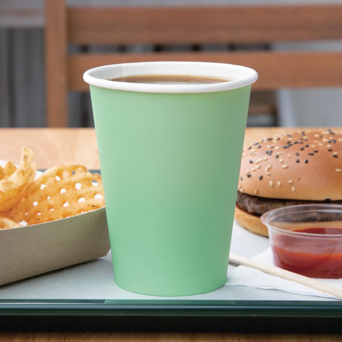 Fiesta Recyclable Single Wall Takeaway Coffee Cups Turquoise 340ml (50 Pack)