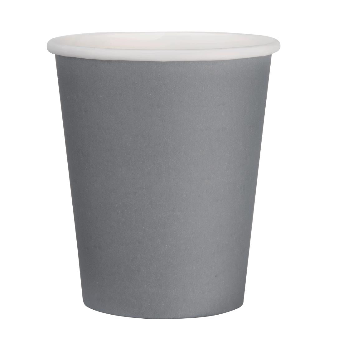 Fiesta Recyclable Coffee Cups Single Wall Charcoal 225ml / 8oz (1000 Pack)