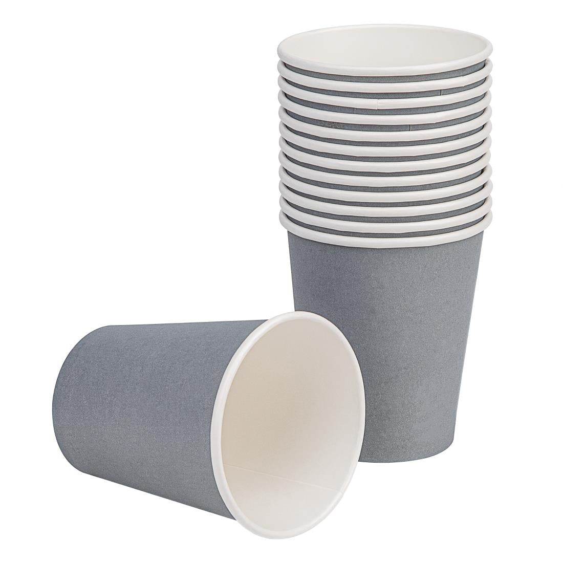 Fiesta Recyclable Coffee Cups Single Wall Charcoal 225ml / 8oz (1000 Pack)