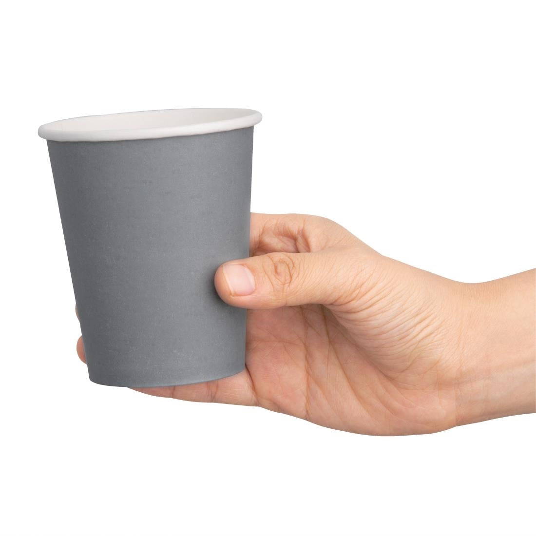 Fiesta Recyclable Coffee Cups Single Wall Charcoal 225ml / 8oz (1000 Pack)