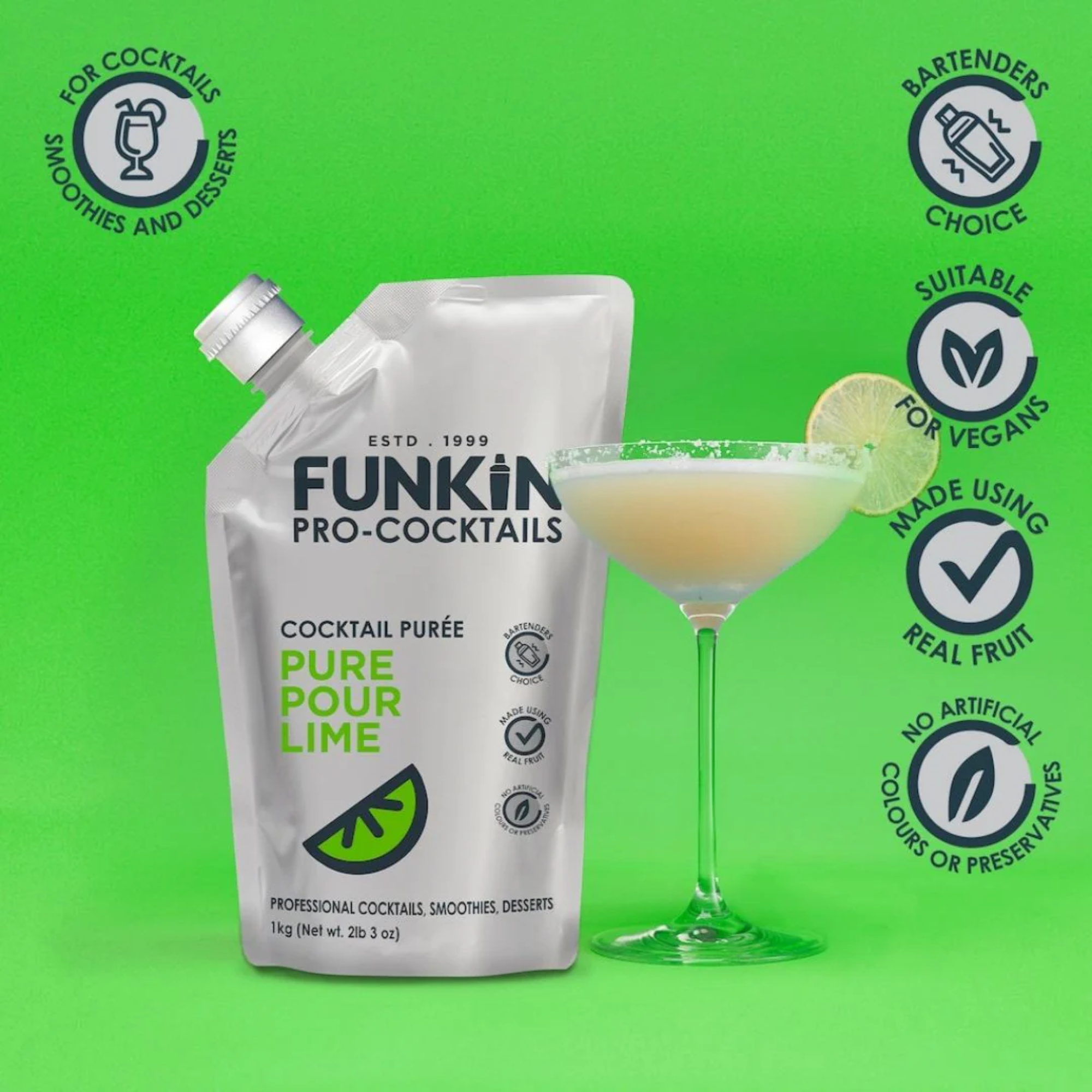 Funkin Pro-Cocktails Pure Pour Lime Cocktail Purée 1kg