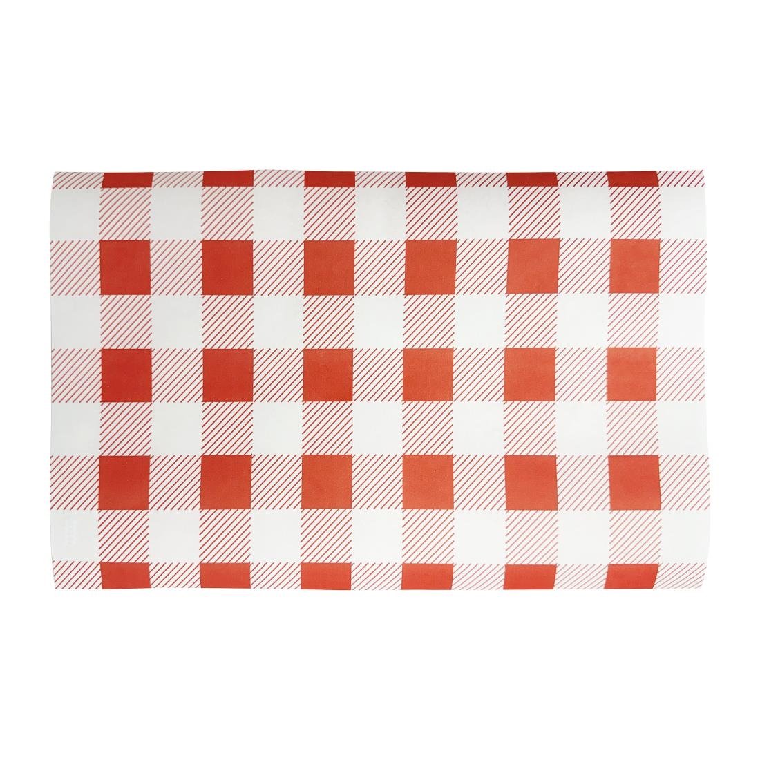 Fiesta Compostable Red Gingham Greaseproof Sheets 310x190mm (200 Pack)