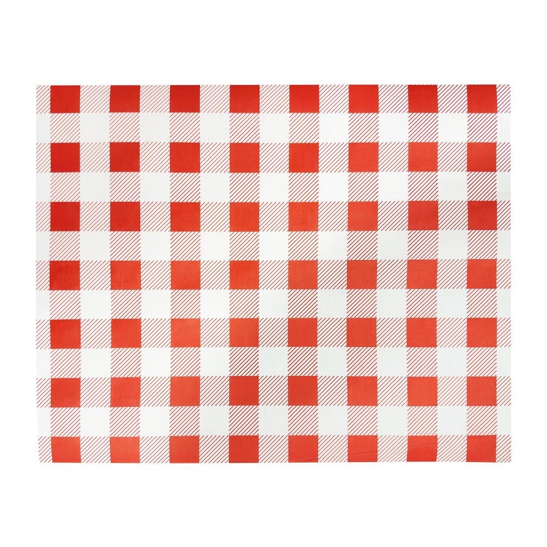 Fiesta Compostable Red Gingham Greaseproof Sheets 380x310mm (Pack 200)