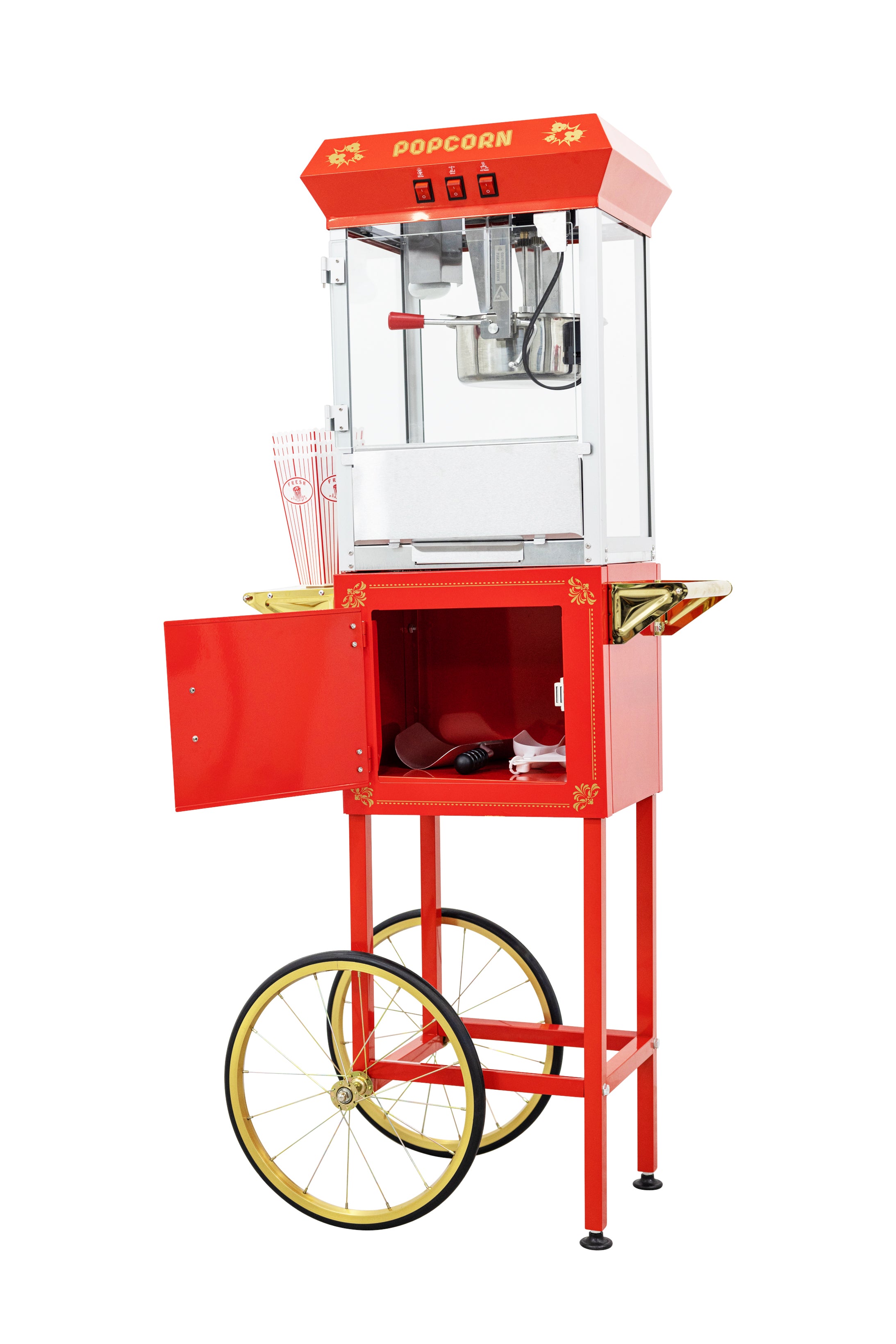 HAXRO Popcorn Machine 8oz with Matching Cart