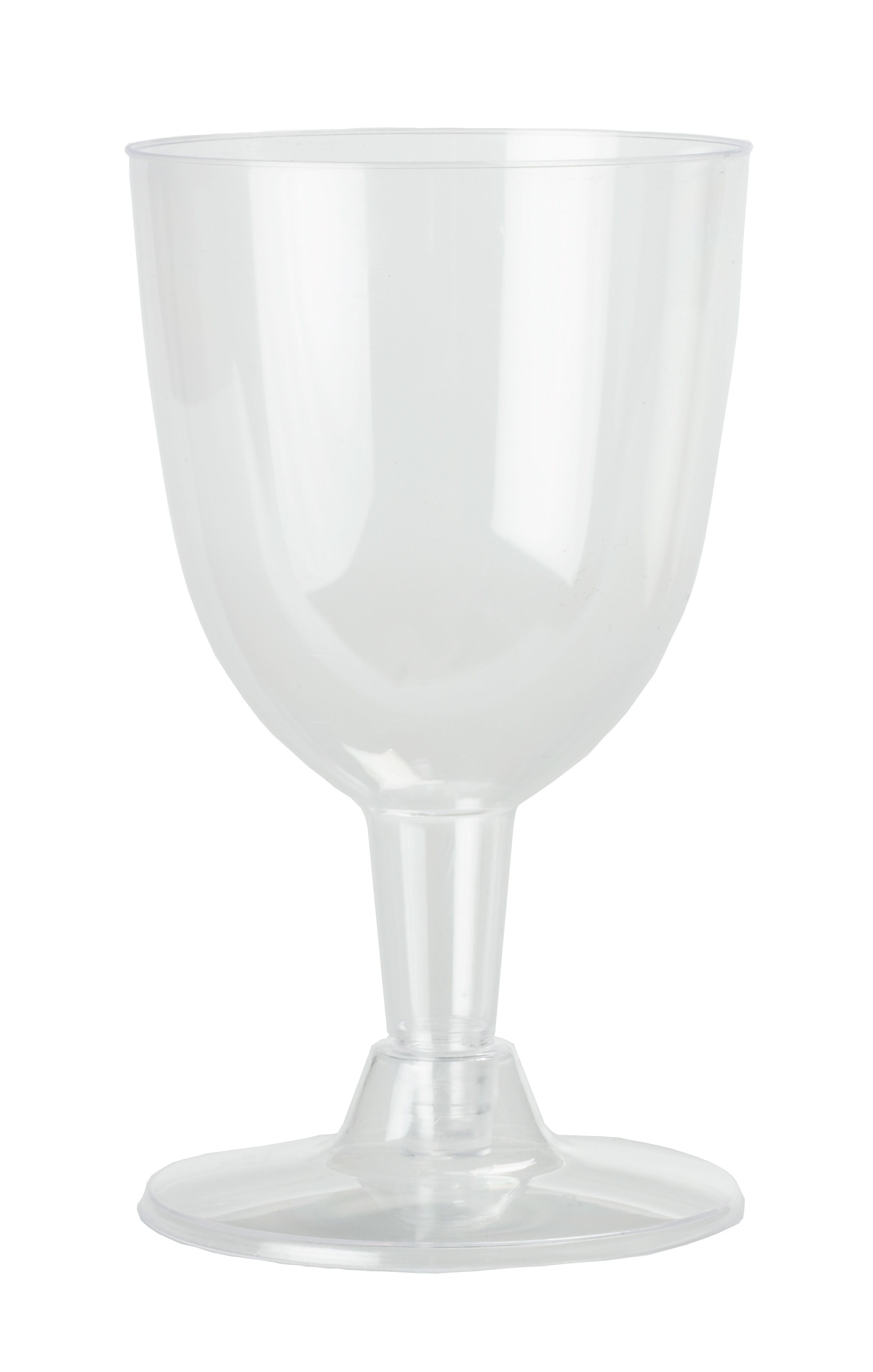 A clear plastic wine glass.