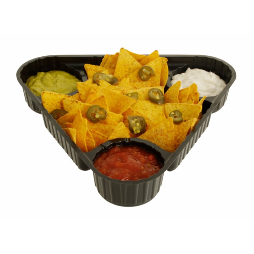 PCO Nacho Trays, Black, Large, 4 Sections 210 Pieces Per Box