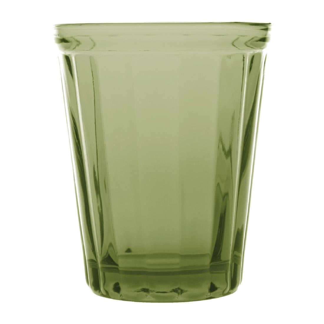 Olympia Cabot Panelled Glass Tumbler Green 260ml (6 pack)