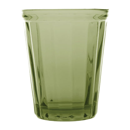 Olympia Cabot Panelled Glass Tumbler Green 260ml (6 pack)