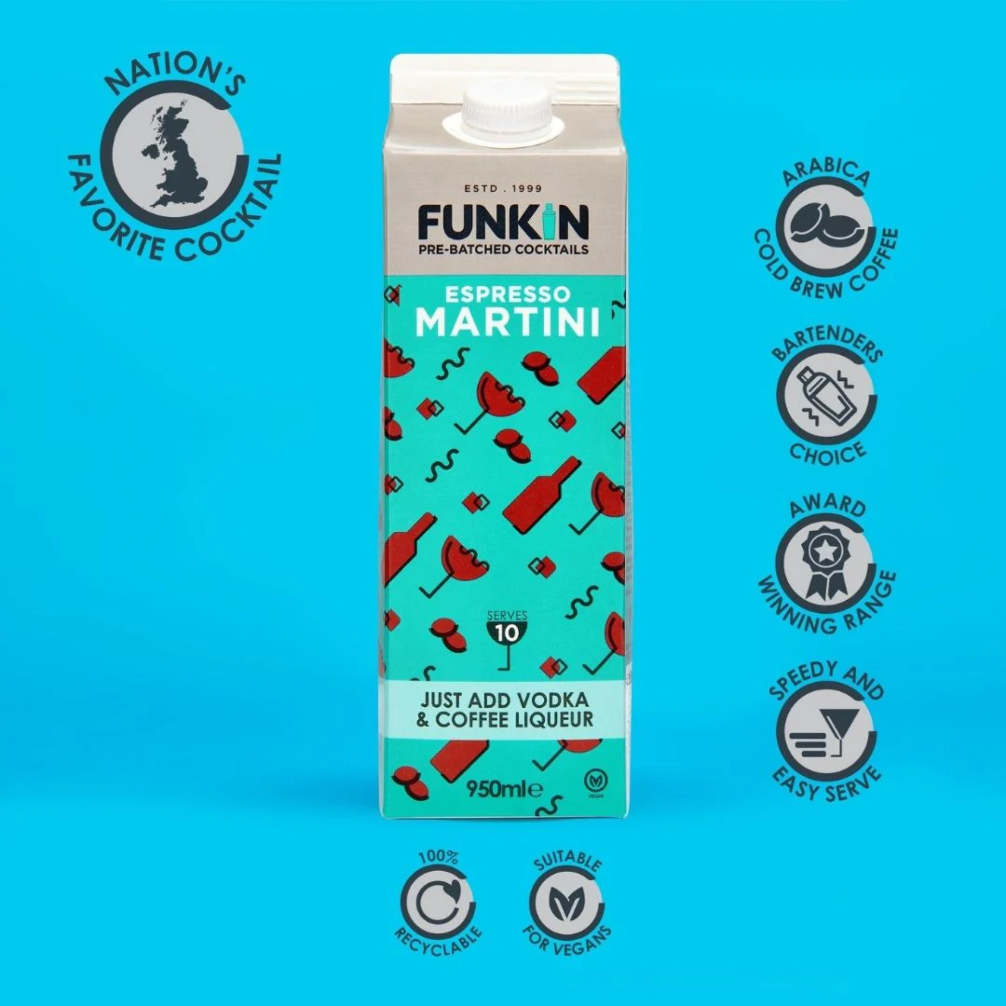 Funkin Pre-Batched Cocktails Espresso Martini Mixer 950ml