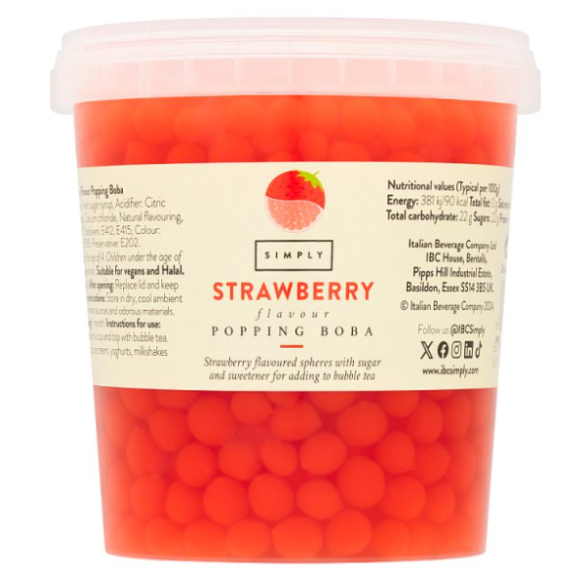 Simply Strawberry Flavour Popping Boba 870g