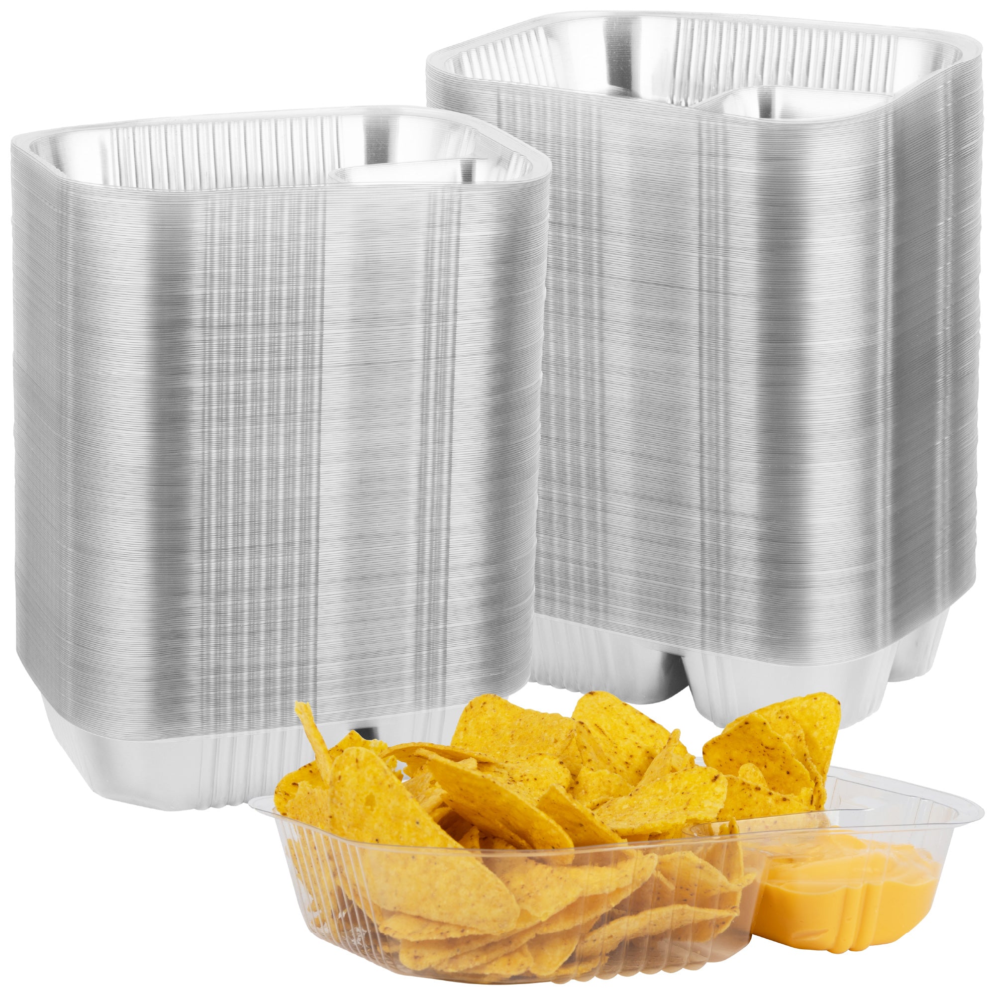 Dexlo Large Two-compartment Nacho Trays- 500/Pack