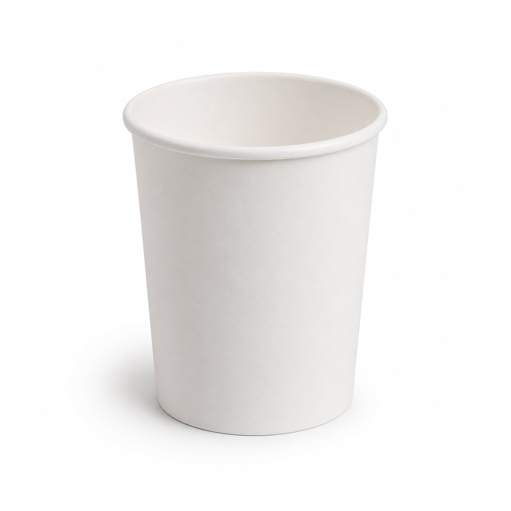 A plain white paper cup.