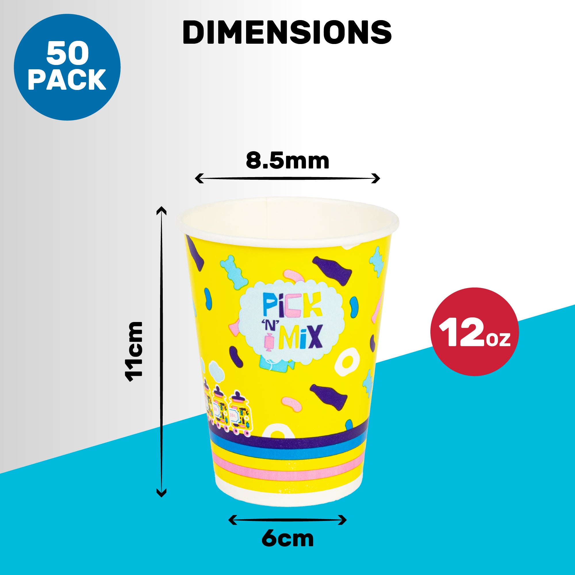 Accessories 12oz Yellow Pick and Mix Cups Empty - Pack of 50