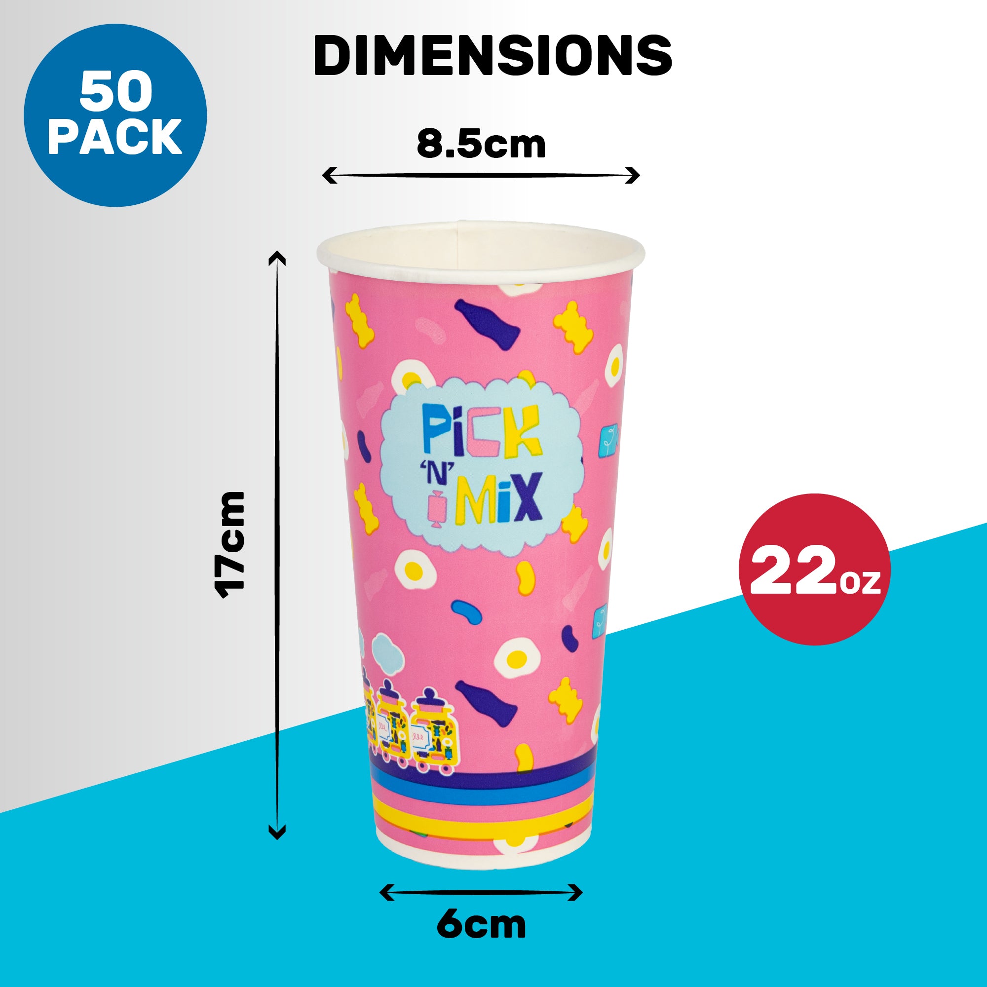 Accessories 22oz Pink Pick and Mix Cups Empty - Pack of 50