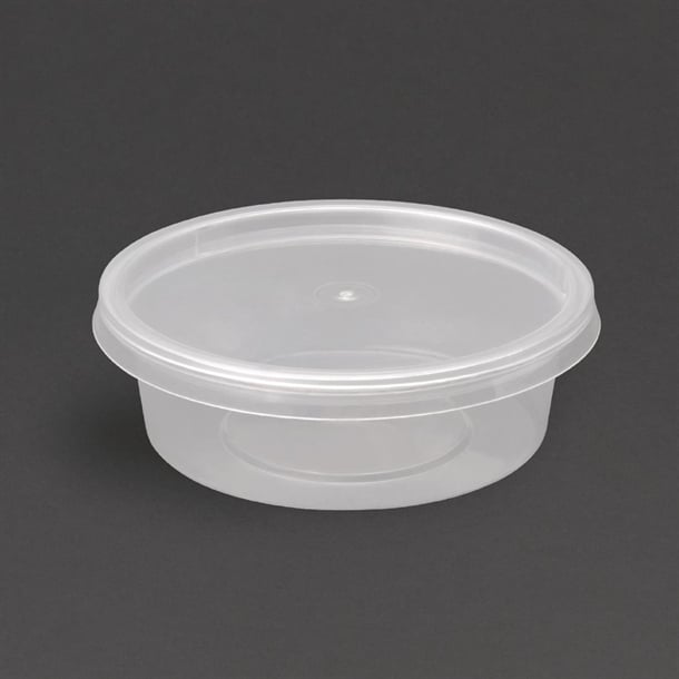 Fiesta Recyclable Plastic Microwavable Deli Pots 50ml / 1.75oz (100 pack)