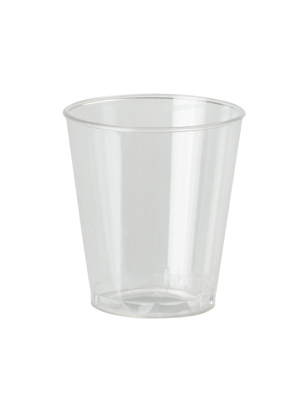 A clear disposable shot glass.