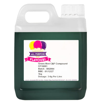 All Purpose Flavours Mint Colour & Flavour Compound 1kg tub – concentrated mint essence and colouring for baking, desserts, and confectionery