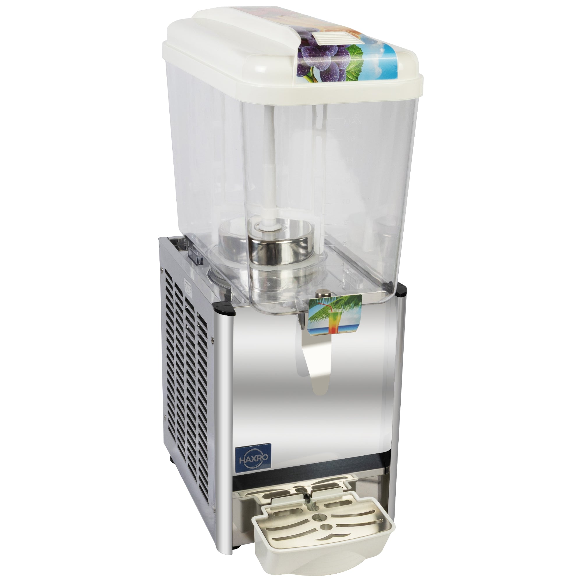 Haxro 18L Juice Dispenser clear tank with mixing paddle for even cooling