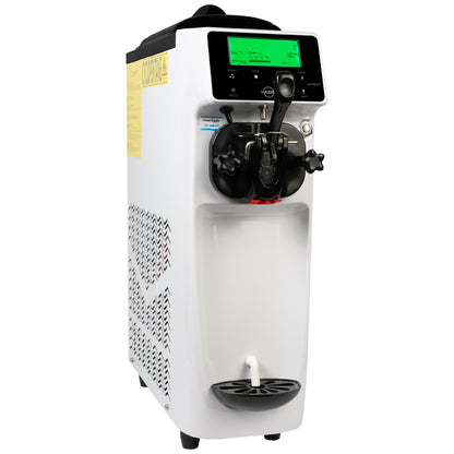 HAXRO Single Soft Serve Ice Cream Machine front view – compact white countertop soft serve maker with digital display.