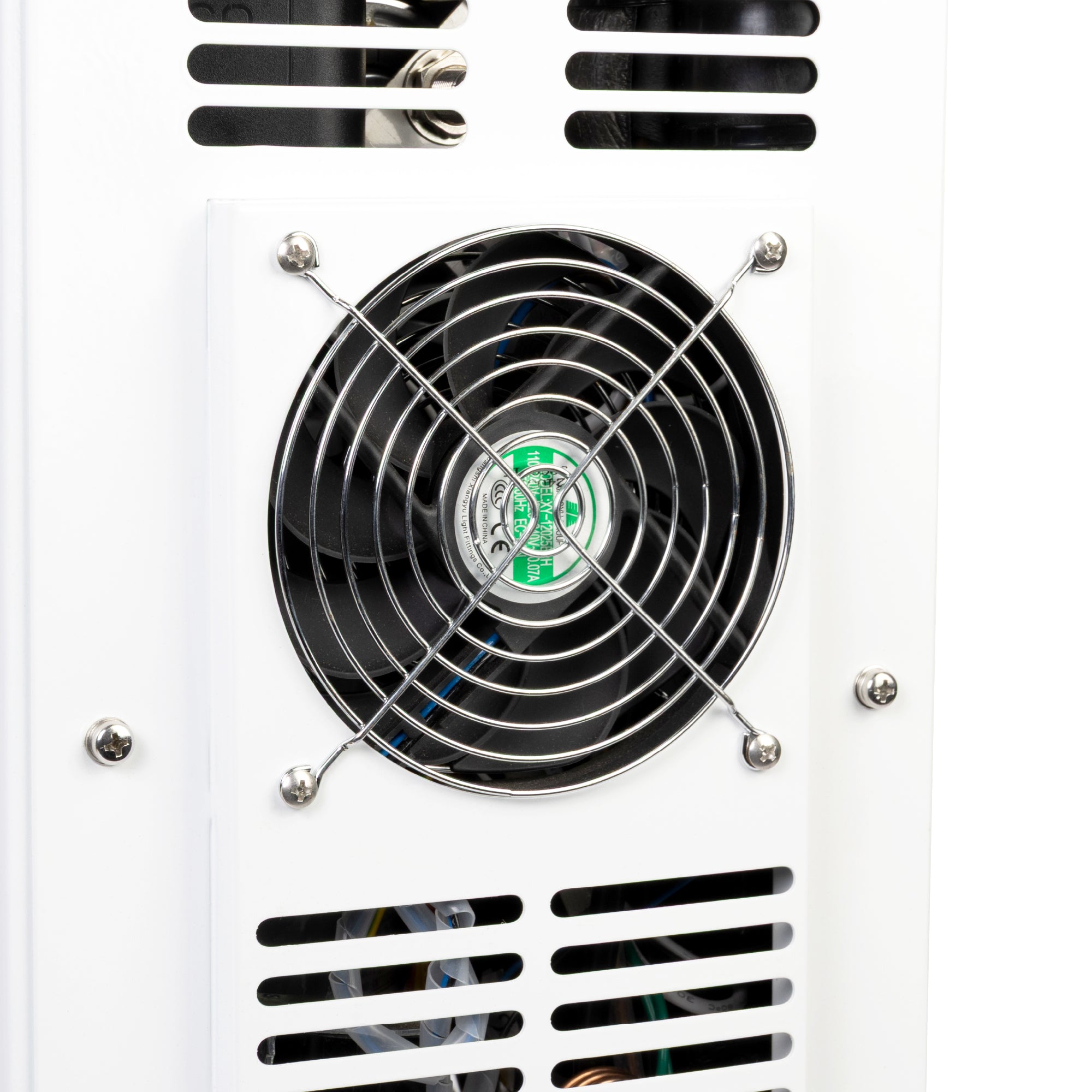 Rear view of HAXRO Soft Serve Machine cooling fan for efficient temperature control.