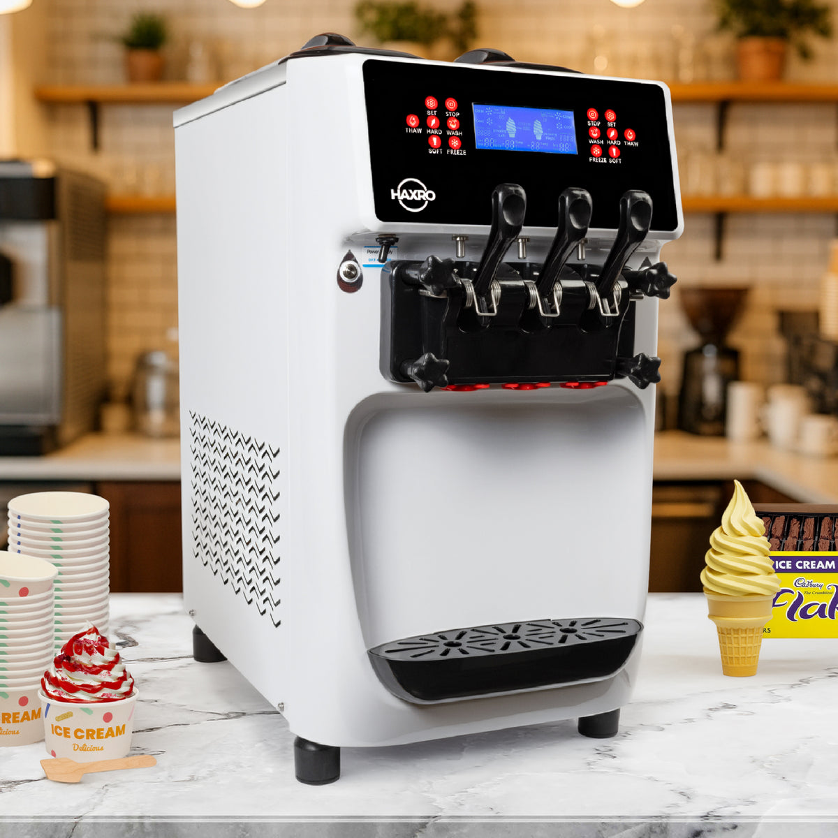 HAXRO Triple Soft Serve Ice Cream Machine 6L × 3