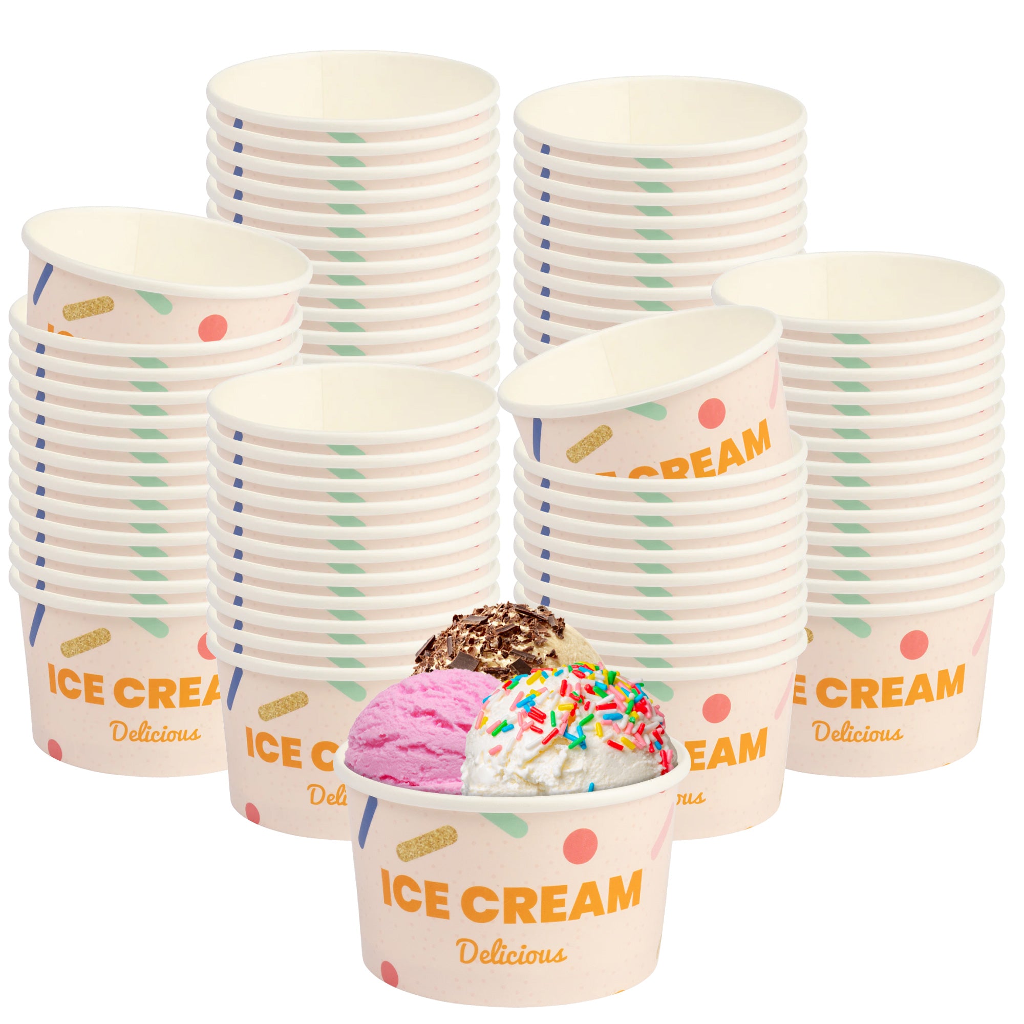 DEXLO 8oz Ice Cream Tubs 3 Scoops  (Pack of 1000)