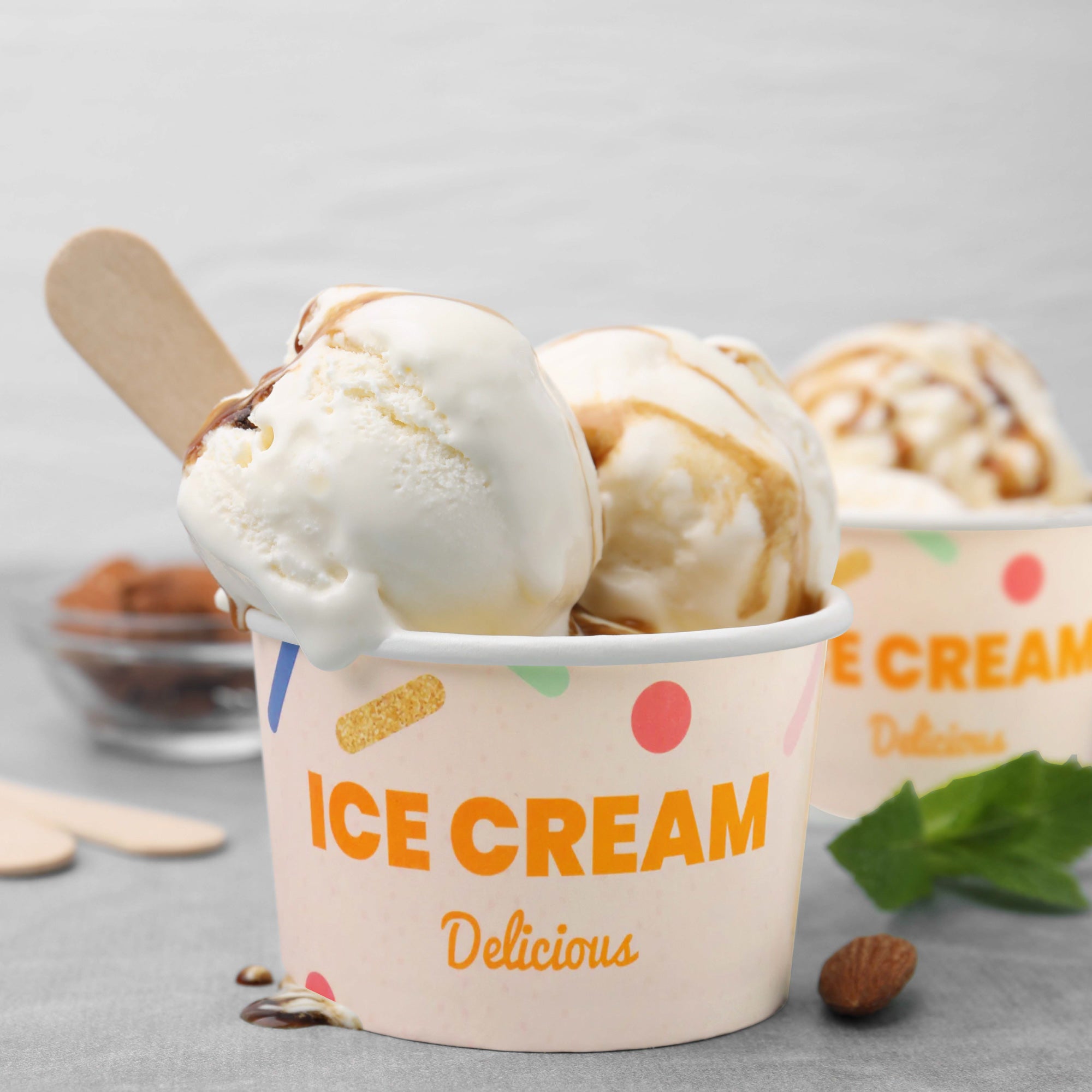 DEXLO 8oz Ice Cream Tubs 3 Scoops - Pack of 1000