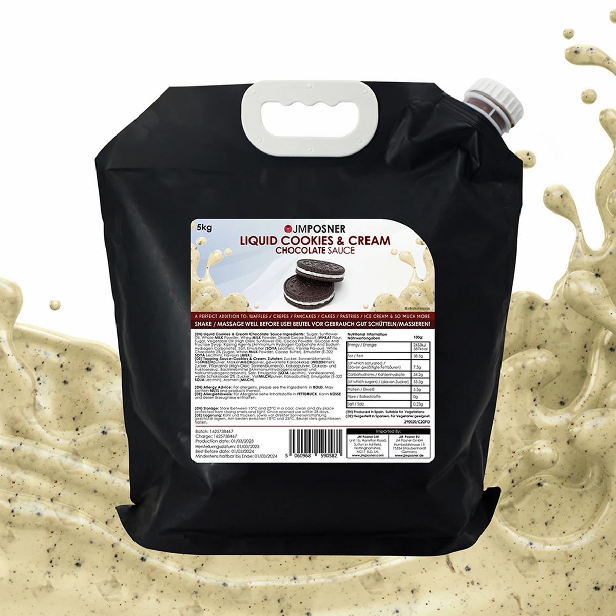 JMPOSNER Liquid Cookies and Cream Chocolate Sauce 5kg Bag