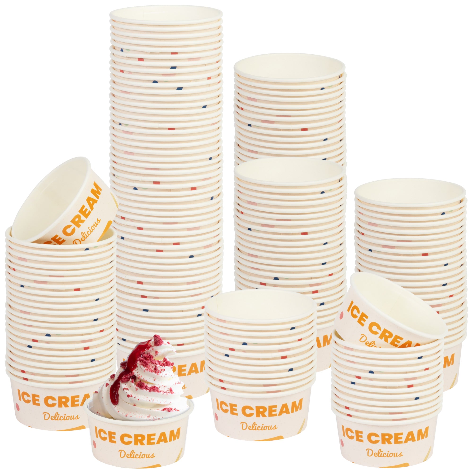 DEXLO 3oz Ice Cream Tubs 1 Scoop - Pack of 1000