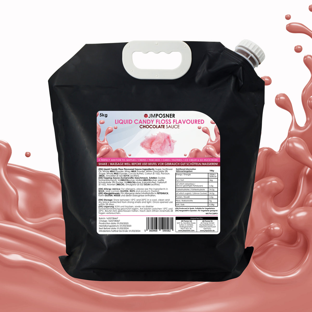 JMPOSNER Liquid Candy Floss Flavoured Chocolate Sauce 5kg bag  BB July